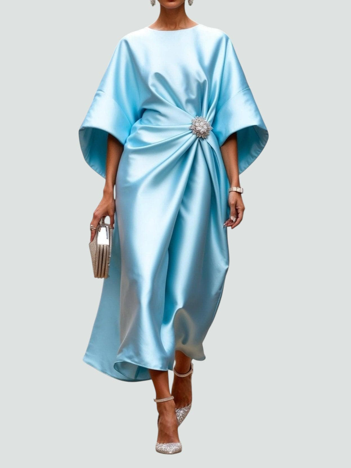 Women's Maxi Evening Dress with a Light-Catching Finish | Soft Drape for Galas and Weddings | Size XS-3XL, 6 Colors