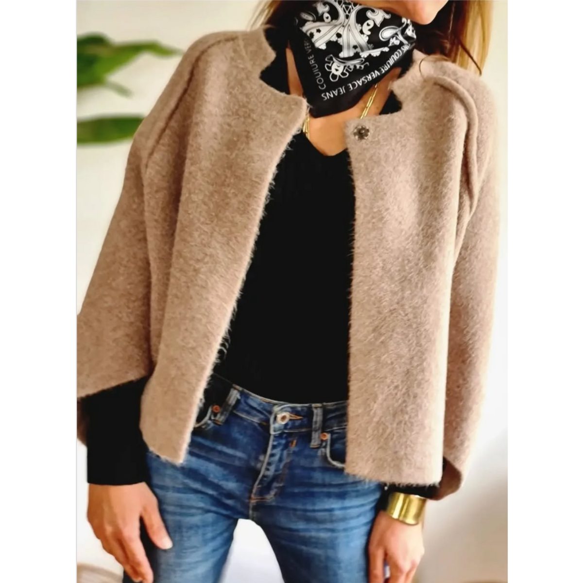 Women's Collarless Longline Coat | Clean Round Neckline, Long Sleeves, Warm Everyday Layer | Sizes S-5XL | 3 Colors