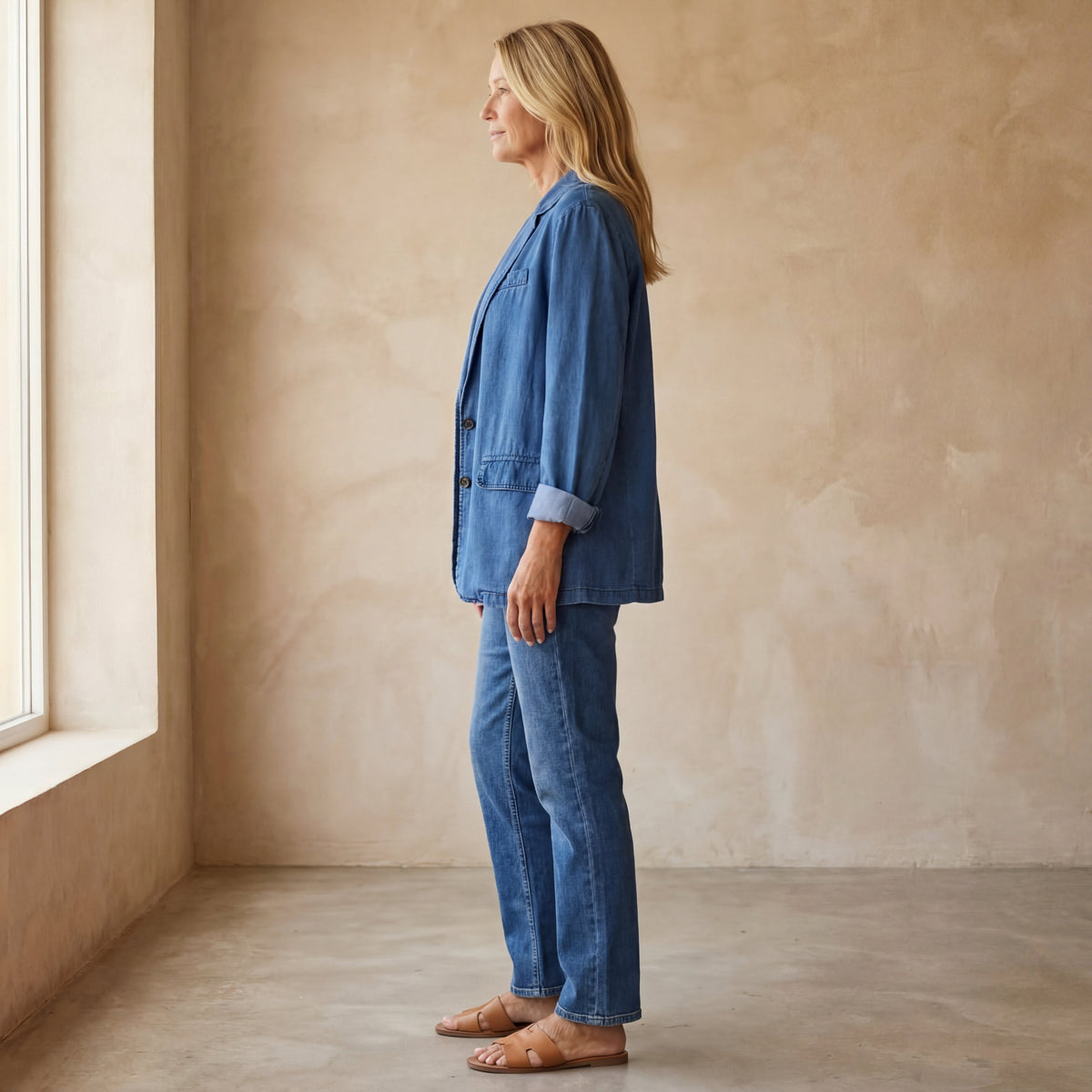 Women's Blazer with Fitted Cut and Zip Closure | Pockets | Size S-3XL | Blue, Washed Blue, Grey, Black