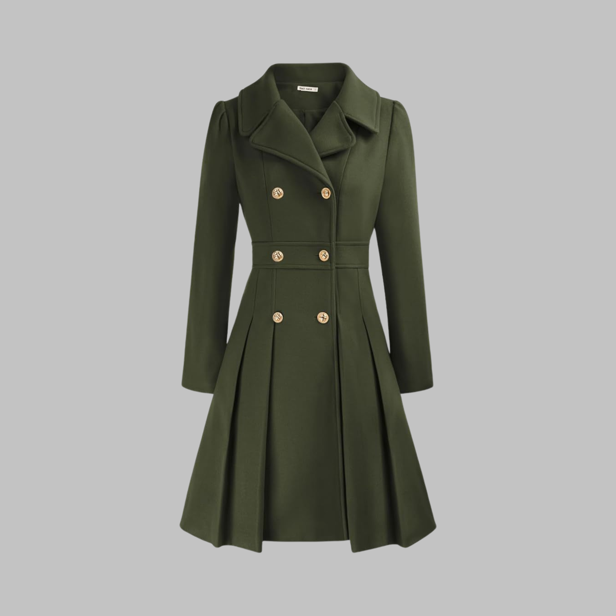Women's Double-Breasted Winter Coat with Long Sleeves | Classic Ladies Overcoat with Button Front | Size S-2XL