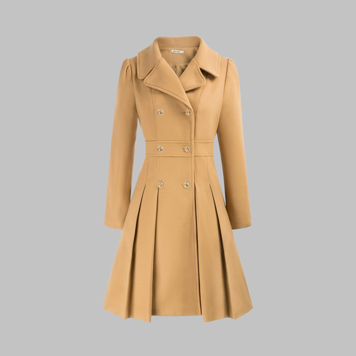 Women's Double-Breasted Winter Coat with Long Sleeves | Classic Ladies Overcoat with Button Front | Size S-2XL