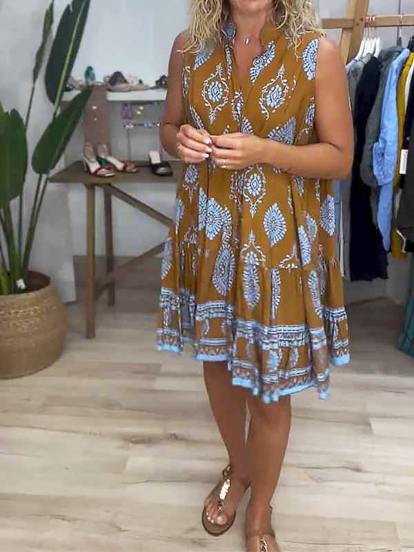 Jenna | Women's Boho Printed Sleeveless Mini Dress