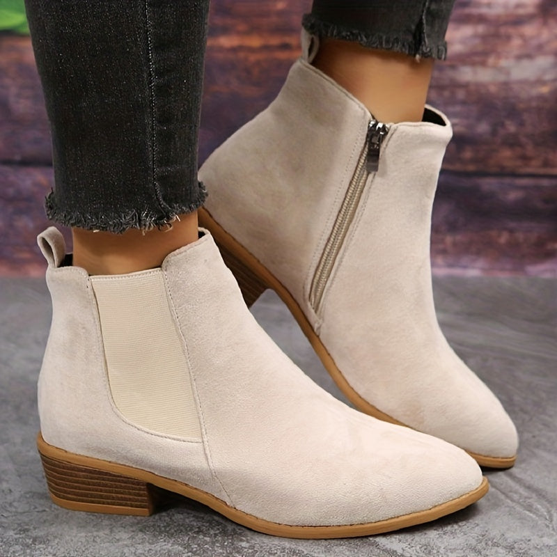 Women's Ankle Boots with Suede and Zip Closure | Size 5-12 | Black, Beige, Chocolate, Coffee