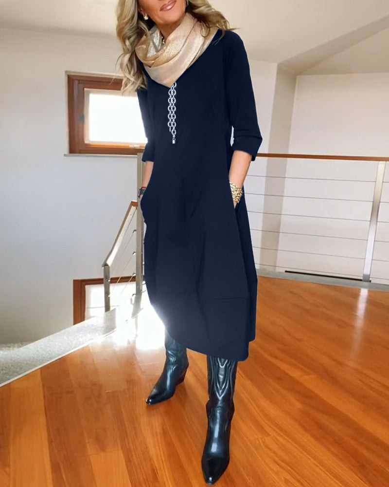 Women's Long Sleeve Maxi Dress | Lightweight Fabric with a Soft Drape for Formal Evenings | Size S-5XL, 5 Colors