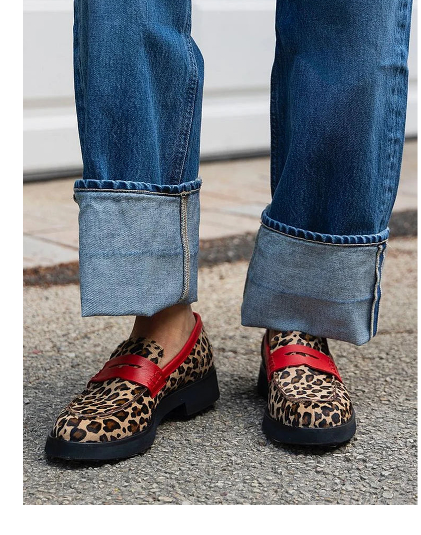 Women's Two-Tone Accent Loafers | Slip-On Flat Shoes, Brown and Khaki | US 5 to 12 | Two-Tone Contrast Panel Detail