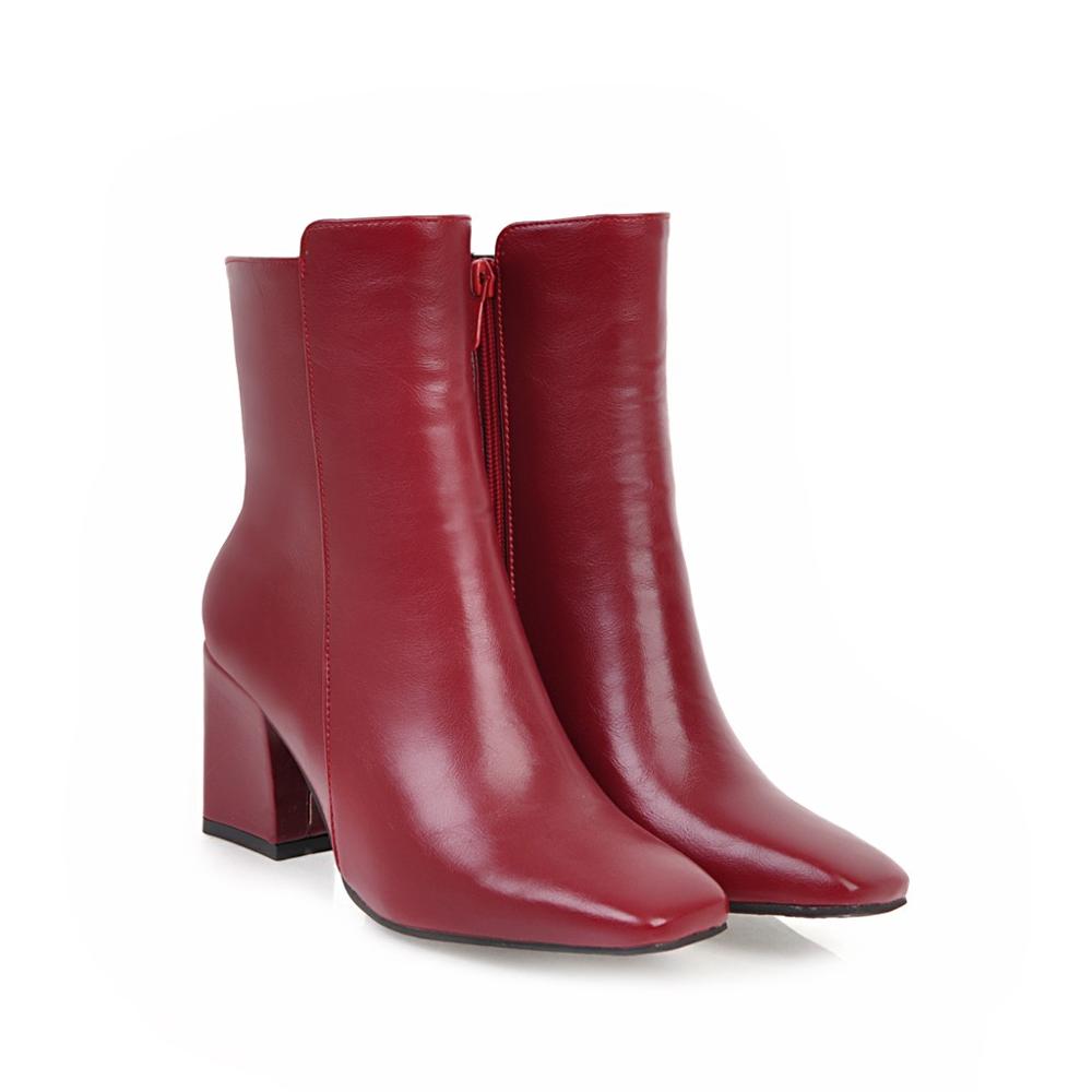 Women's Ankle Boots with Zip Closure | Size 3-8 | Red, White, Black