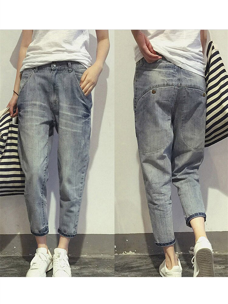Women's Trousers with Cropped Length | Size L-5XL | Grey