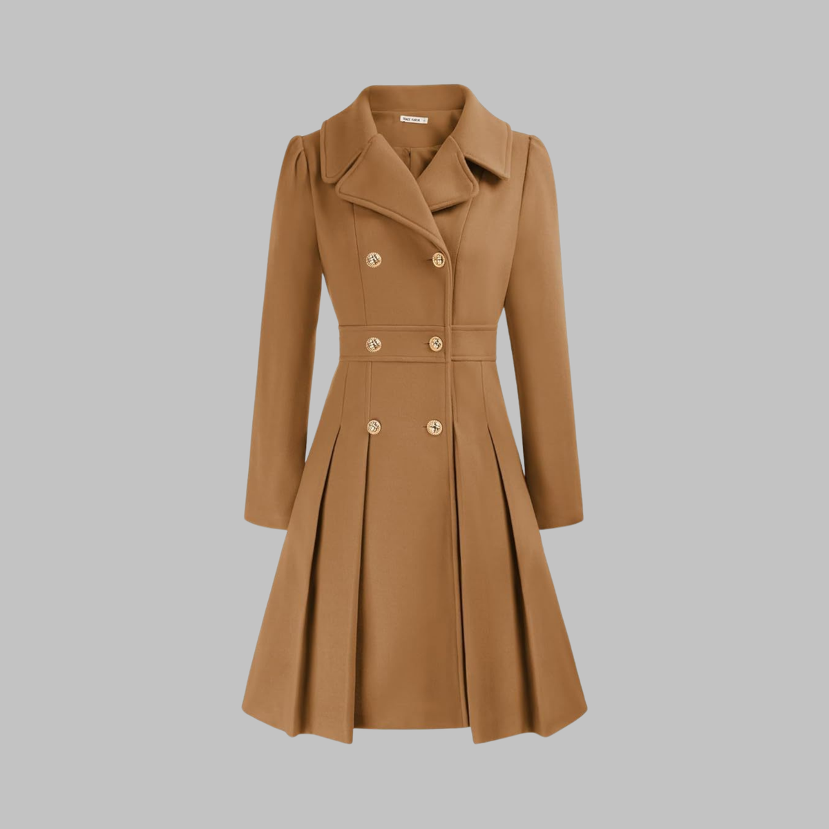 Women's Double-Breasted Winter Coat with Long Sleeves | Classic Ladies Overcoat with Button Front | Size S-2XL