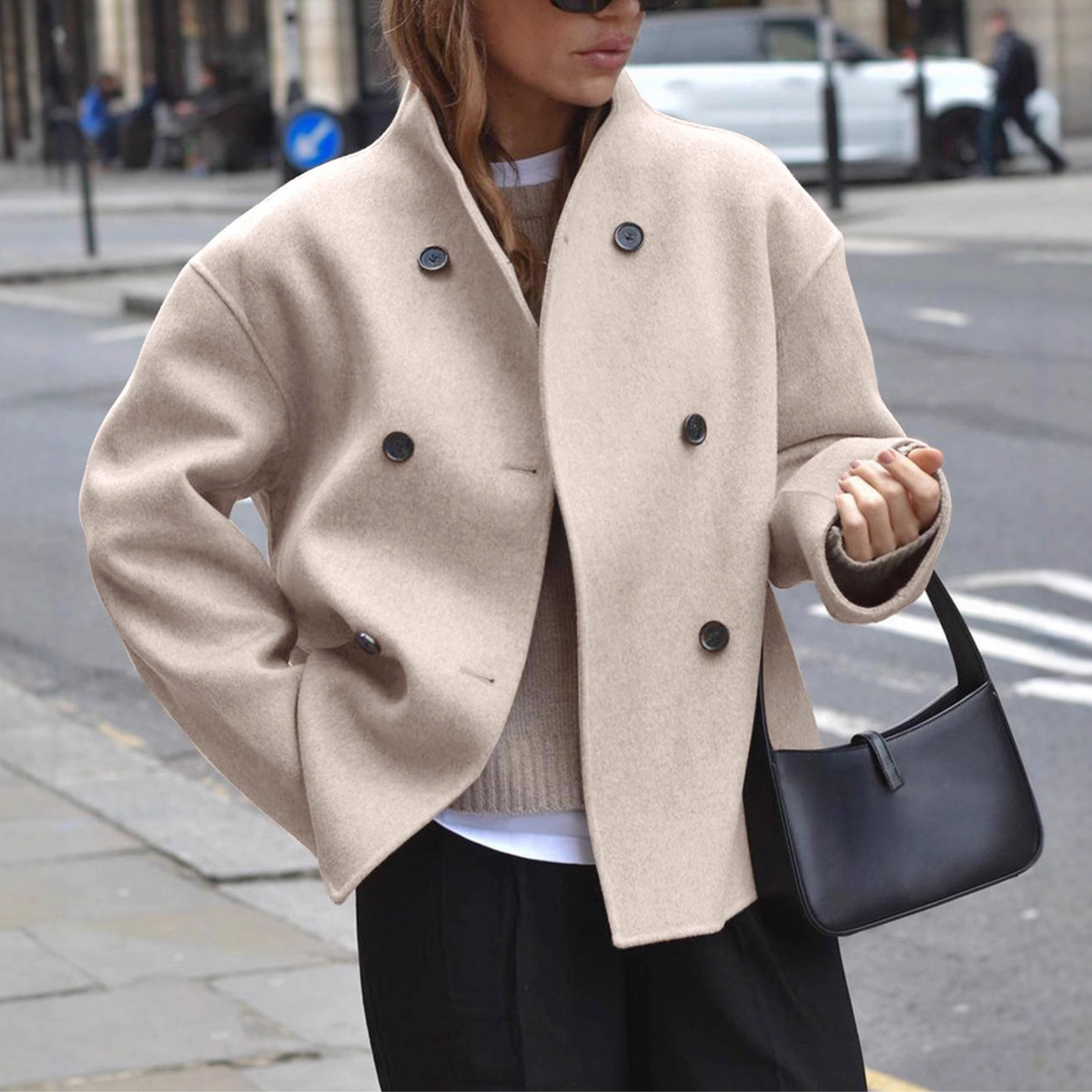 Women's Stand Collar Winter Coat with Long Sleeves | Warm Classic Overcoat for Chilly Days | Size S-2XL
