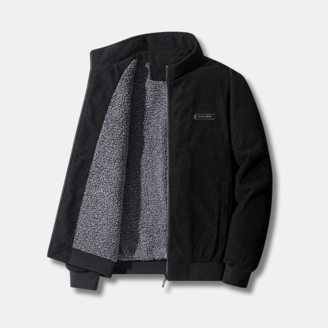 Women's Corduroy Jacket with Warm Sherpa Lining | Buttoned Pockets, Zip Closure, Ribbed Cuffs and Hem | 4 Colors