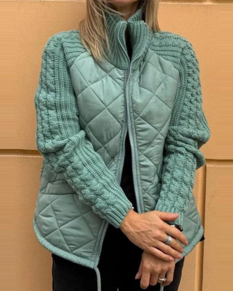 Women's Padded Winter Jacket with Knitted Sleeves | Warm Everyday Outerwear for Cold Days | Size S-3XL
