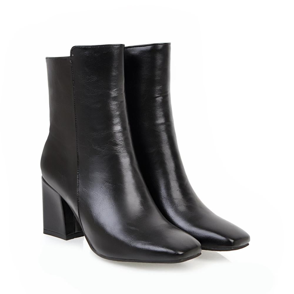 Women's Ankle Boots with Zip Closure | Size 3-8 | Red, White, Black