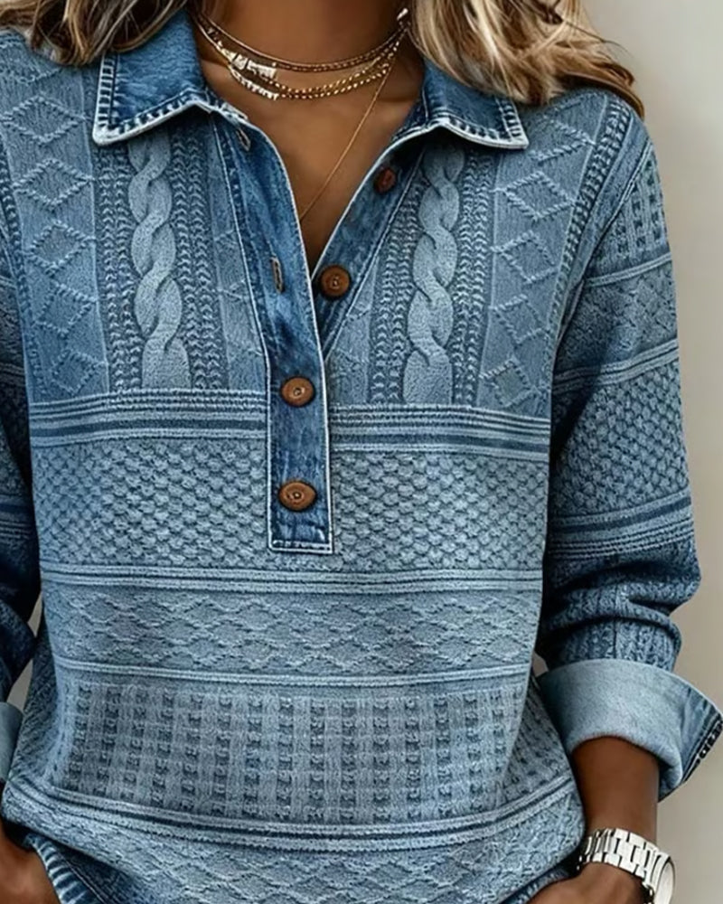 Women's Cable Knit Sweater with Button Front | Size S-3XL | Blue, Grey, Brown
