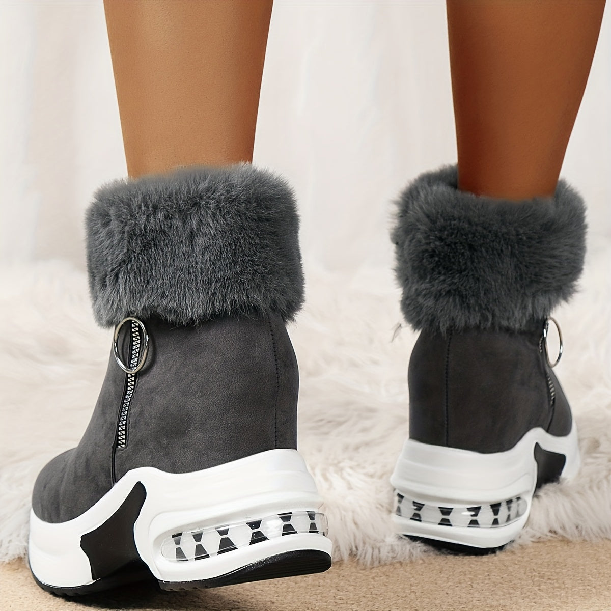 Women's Black Boots for City Walks and Outdoor Trips | Versatile Winter Collection Footwear, Also in Grey | Size 5-12