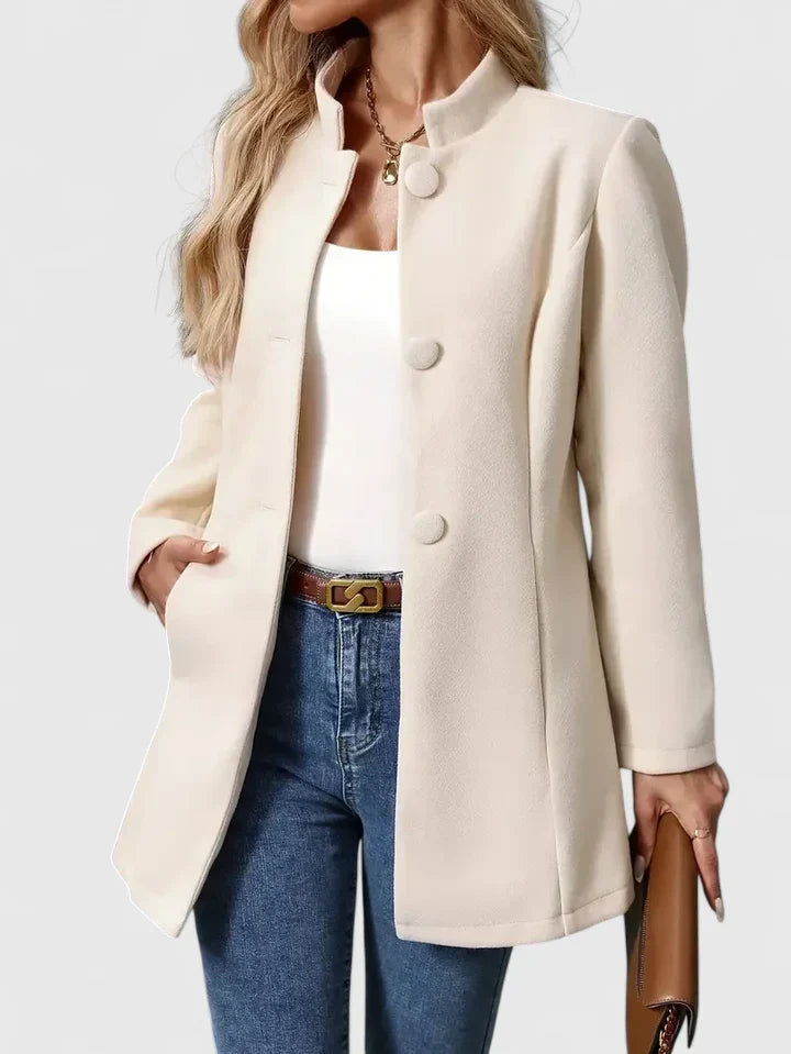 Women's Jacket with Button Front and Pockets | Side Pockets | Size S-XL | Cream, Black, Camel