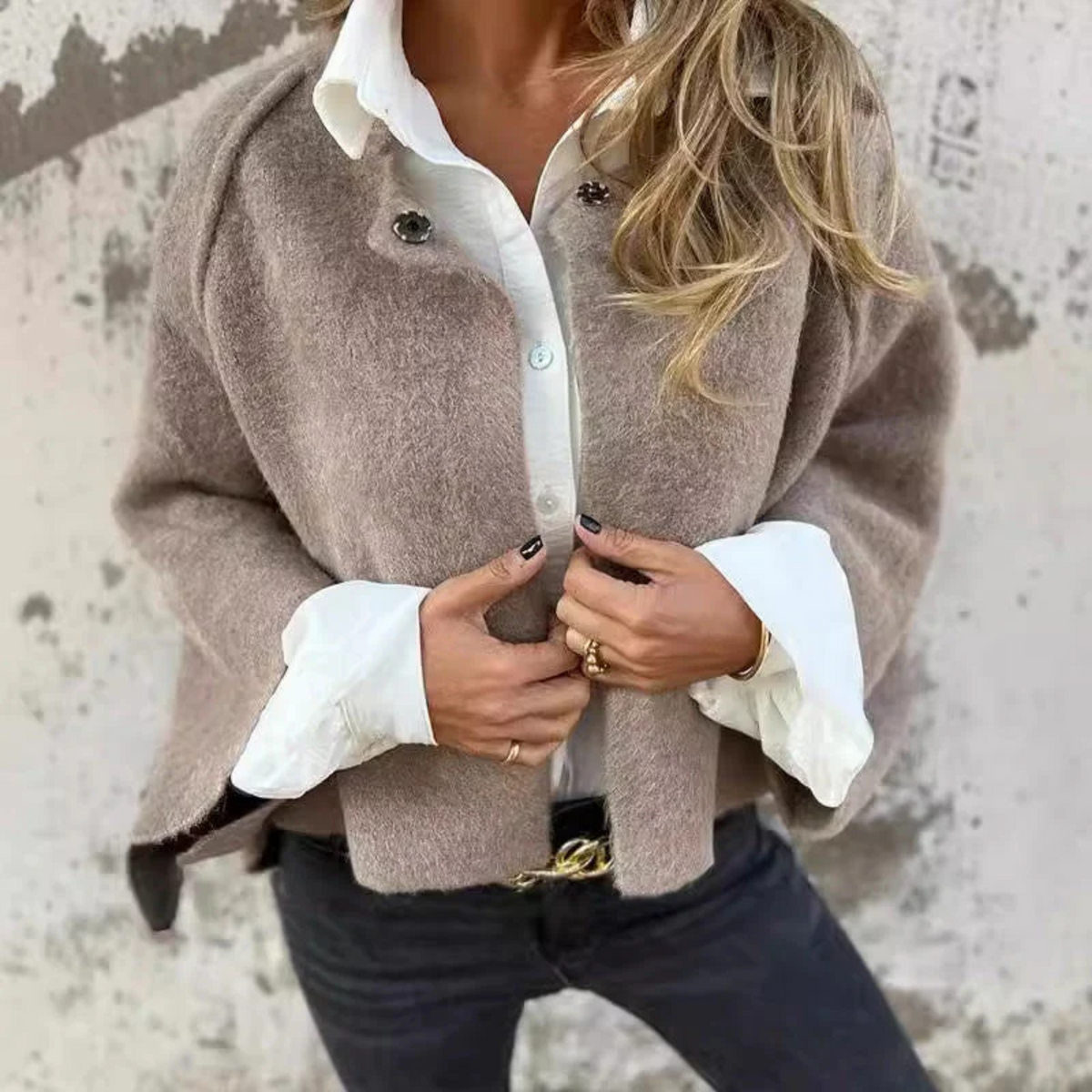 Women's Collarless Longline Coat | Clean Round Neckline, Long Sleeves, Warm Everyday Layer | Sizes S-5XL | 3 Colors