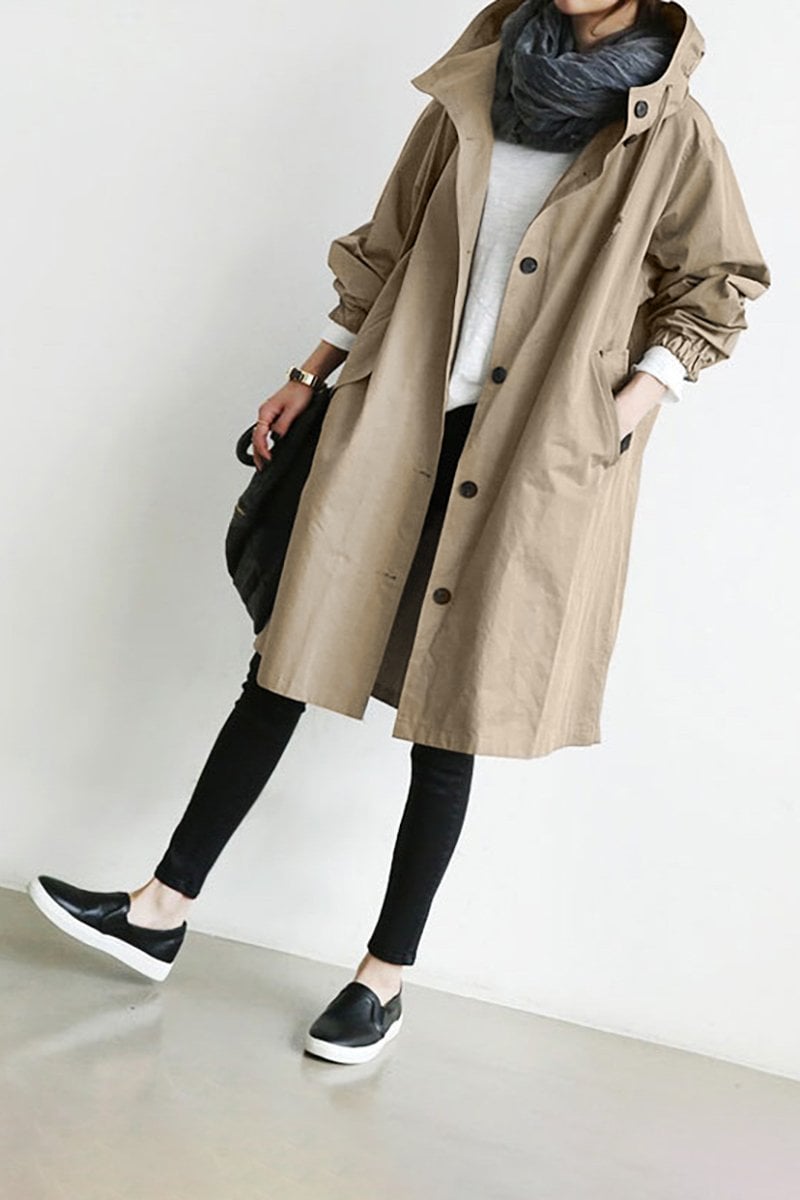 Women's Waterproof Rain Jacket with Hood and Button Front | Pockets | For Winter | Size S-4XL