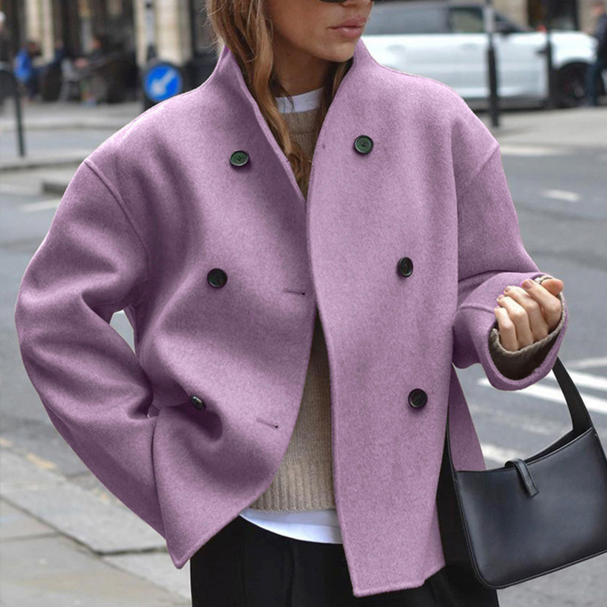 Women's Stand Collar Winter Coat with Long Sleeves | Warm Classic Overcoat for Chilly Days | Size S-2XL