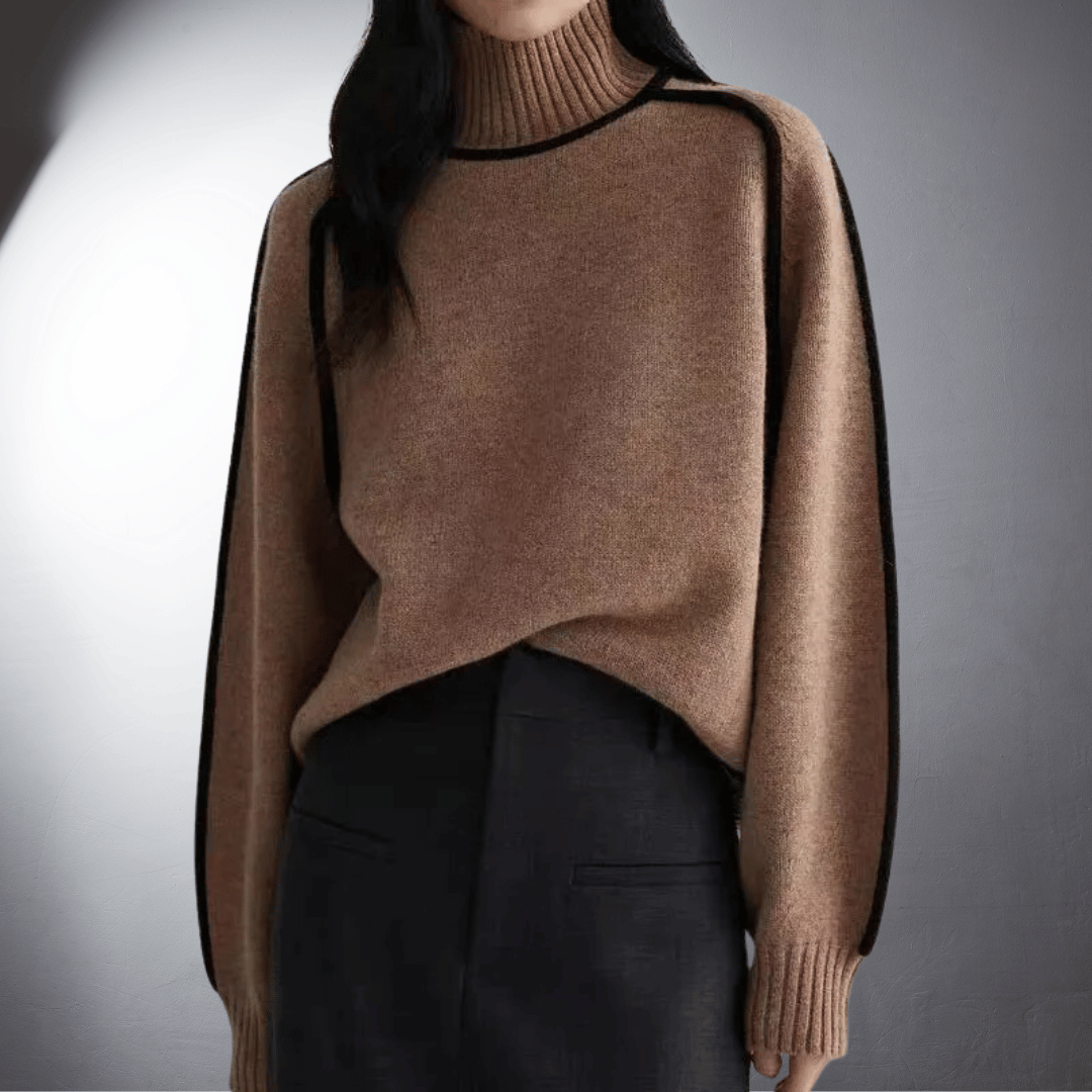 Women's Turtleneck Sweater | Soft Warm Knit, Classic High Neck, Easy Under Coats | Sizes S-XL | Brown, Gray, Off White