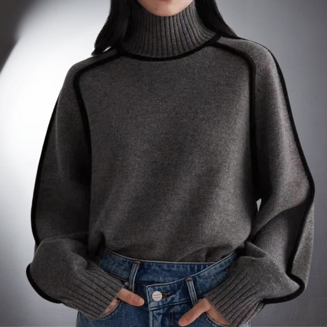 Women's Turtleneck Sweater | Soft Warm Knit, Classic High Neck, Easy Under Coats | Sizes S-XL | Brown, Gray, Off White