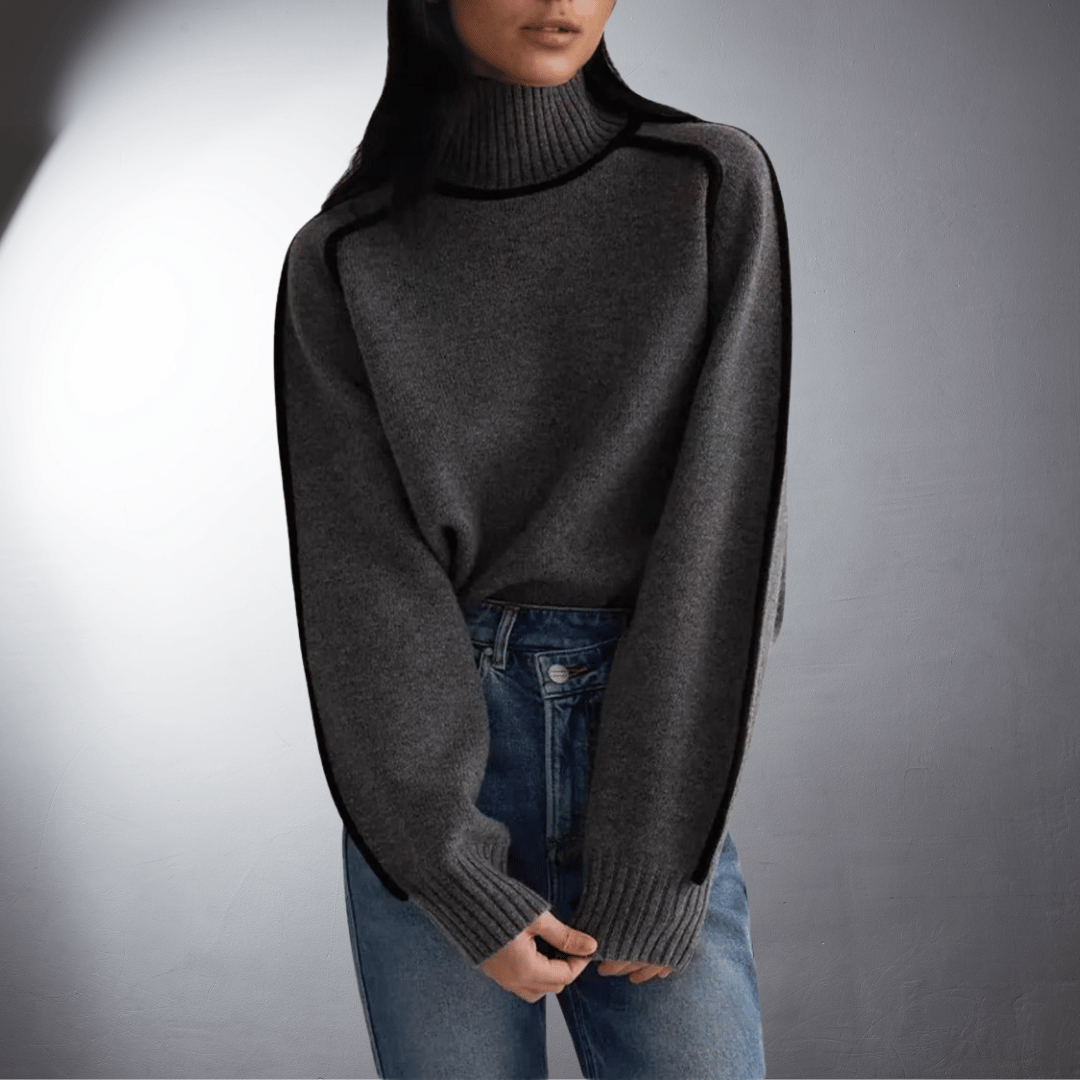 Women's Turtleneck Sweater | Soft Warm Knit, Classic High Neck, Easy Under Coats | Sizes S-XL | Brown, Gray, Off White