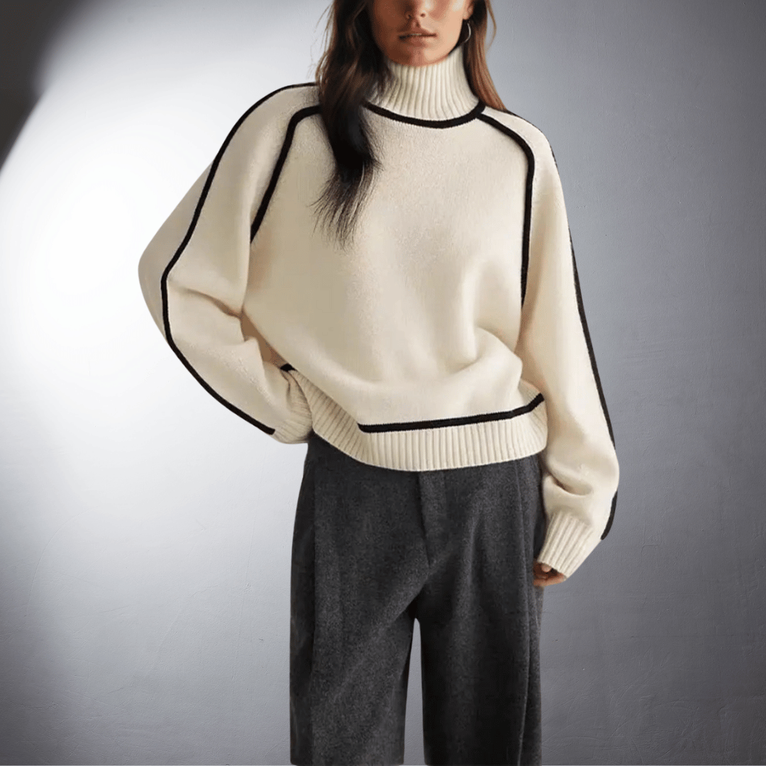 Women's Turtleneck Sweater | Soft Warm Knit, Classic High Neck, Easy Under Coats | Sizes S-XL | Brown, Gray, Off White