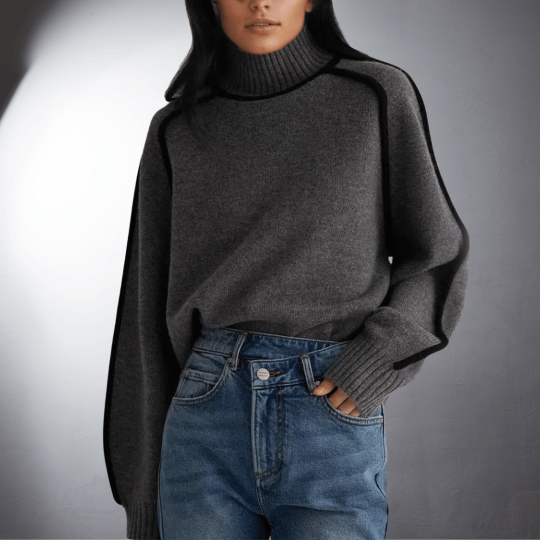 Women's Turtleneck Sweater | Soft Warm Knit, Classic High Neck, Easy Under Coats | Sizes S-XL | Brown, Gray, Off White