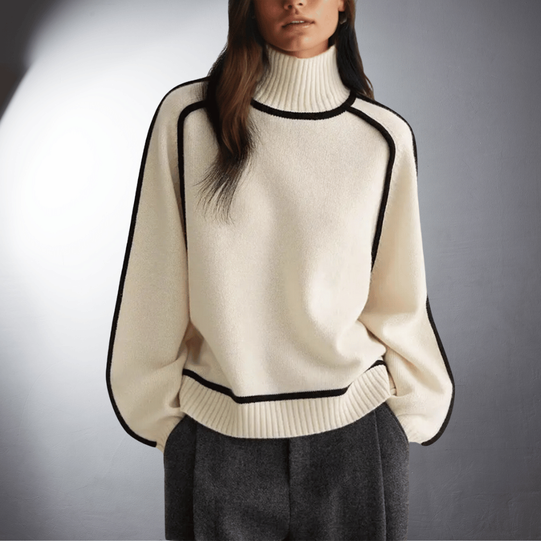 Women's Turtleneck Sweater | Soft Warm Knit, Classic High Neck, Easy Under Coats | Sizes S-XL | Brown, Gray, Off White