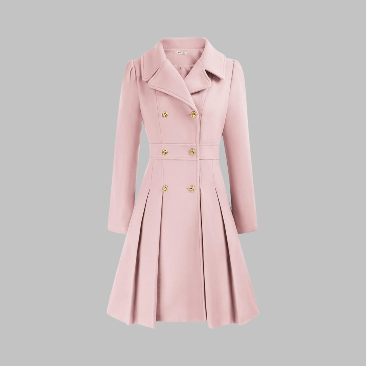 Women's Double-Breasted Winter Coat with Long Sleeves | Classic Ladies Overcoat with Button Front | Size S-2XL