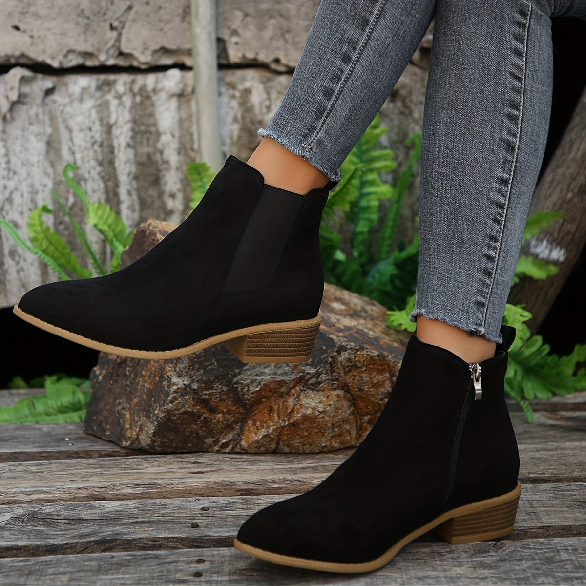 Women's Ankle Boots with Suede and Zip Closure | Size 5-12 | Black, Beige, Chocolate, Coffee