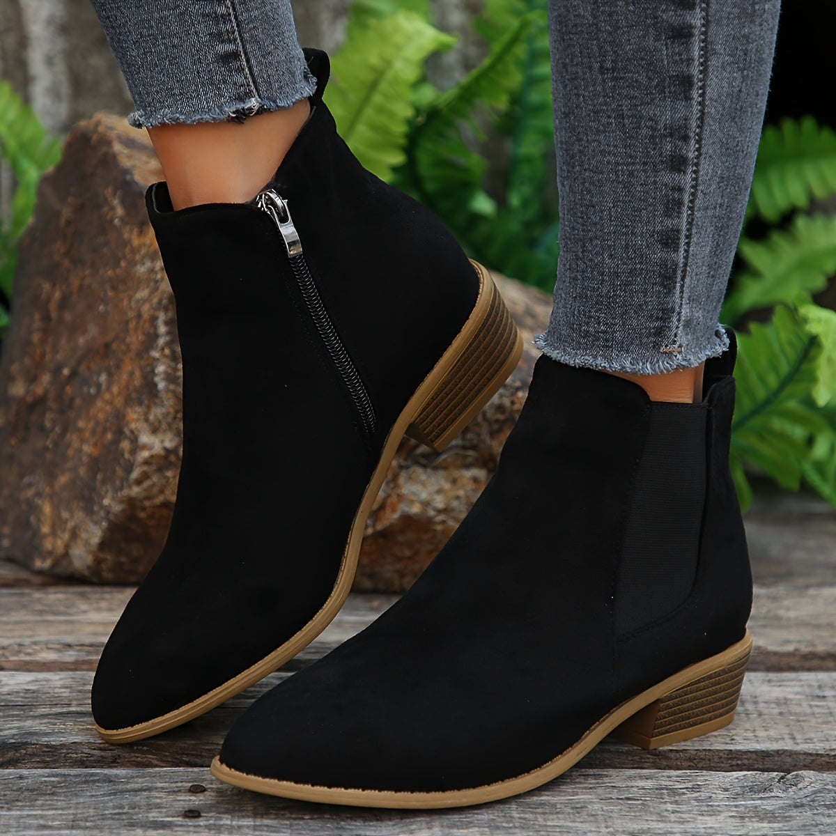 Women's Ankle Boots with Suede and Zip Closure | Size 5-12 | Black, Beige, Chocolate, Coffee