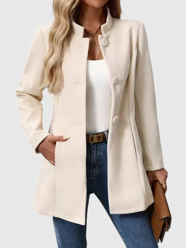 Women's Jacket with Button Front and Pockets | Side Pockets | Size S-XL | Cream, Black, Camel