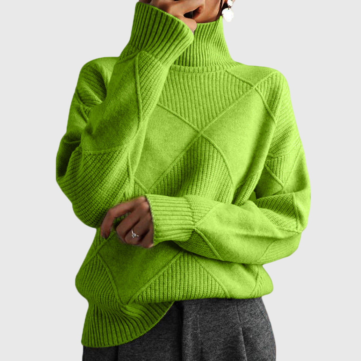 Women's Classic Turtleneck Knit Sweater | High Neck, Long Sleeves, Smooth Draping Knit | Sizes S-3XL | 9 Colors