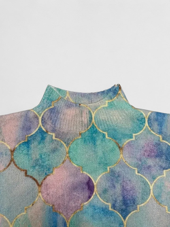 Women's Patterned Knit Sweater | Tailored Long Sleeve Pullover, Multicolor | Sizes S to 3XL | Layering Knit for Fall