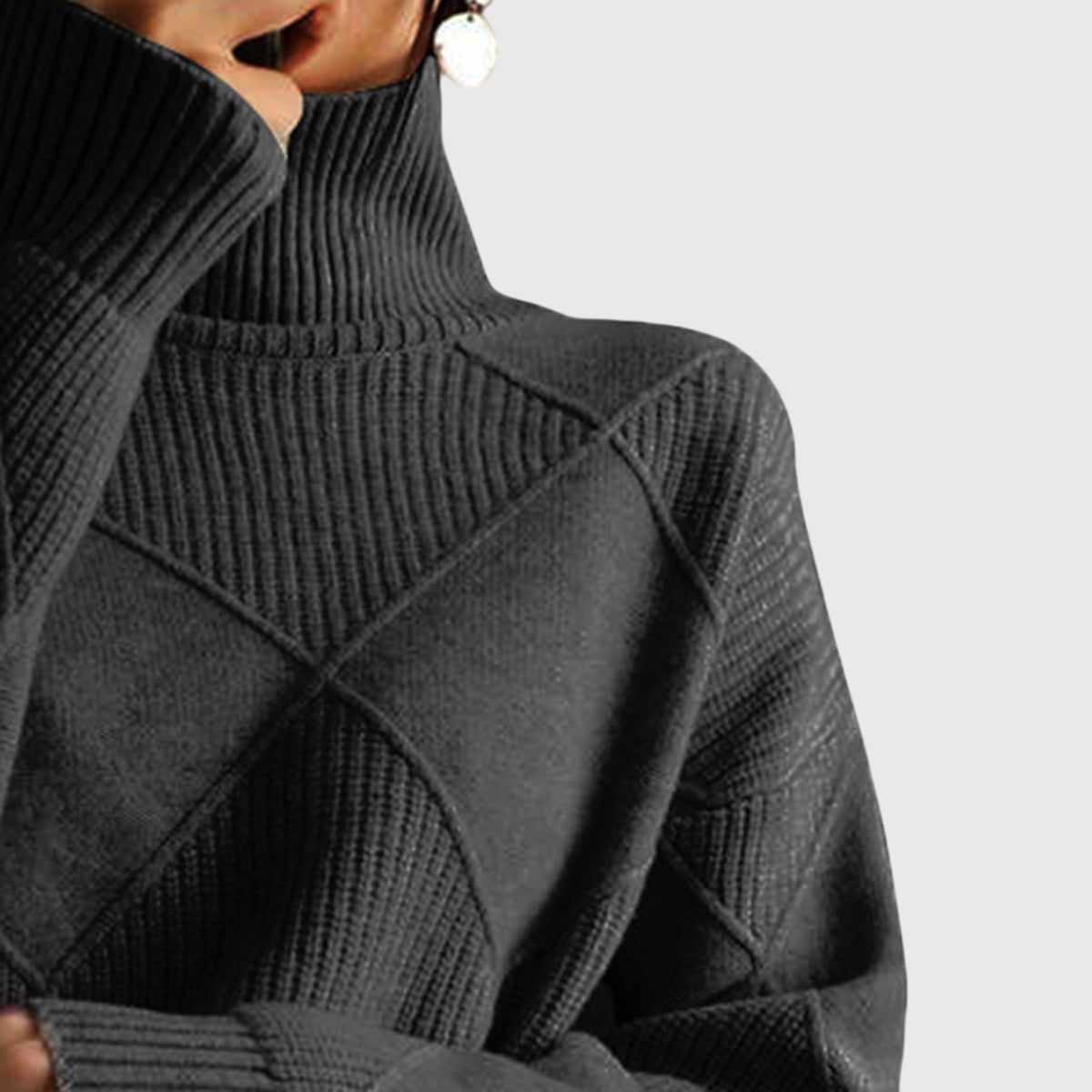 Women's Turtleneck Sweater with Knit | Size S-2XL | Pink, Purple, Yellow, Green, Grey, Black