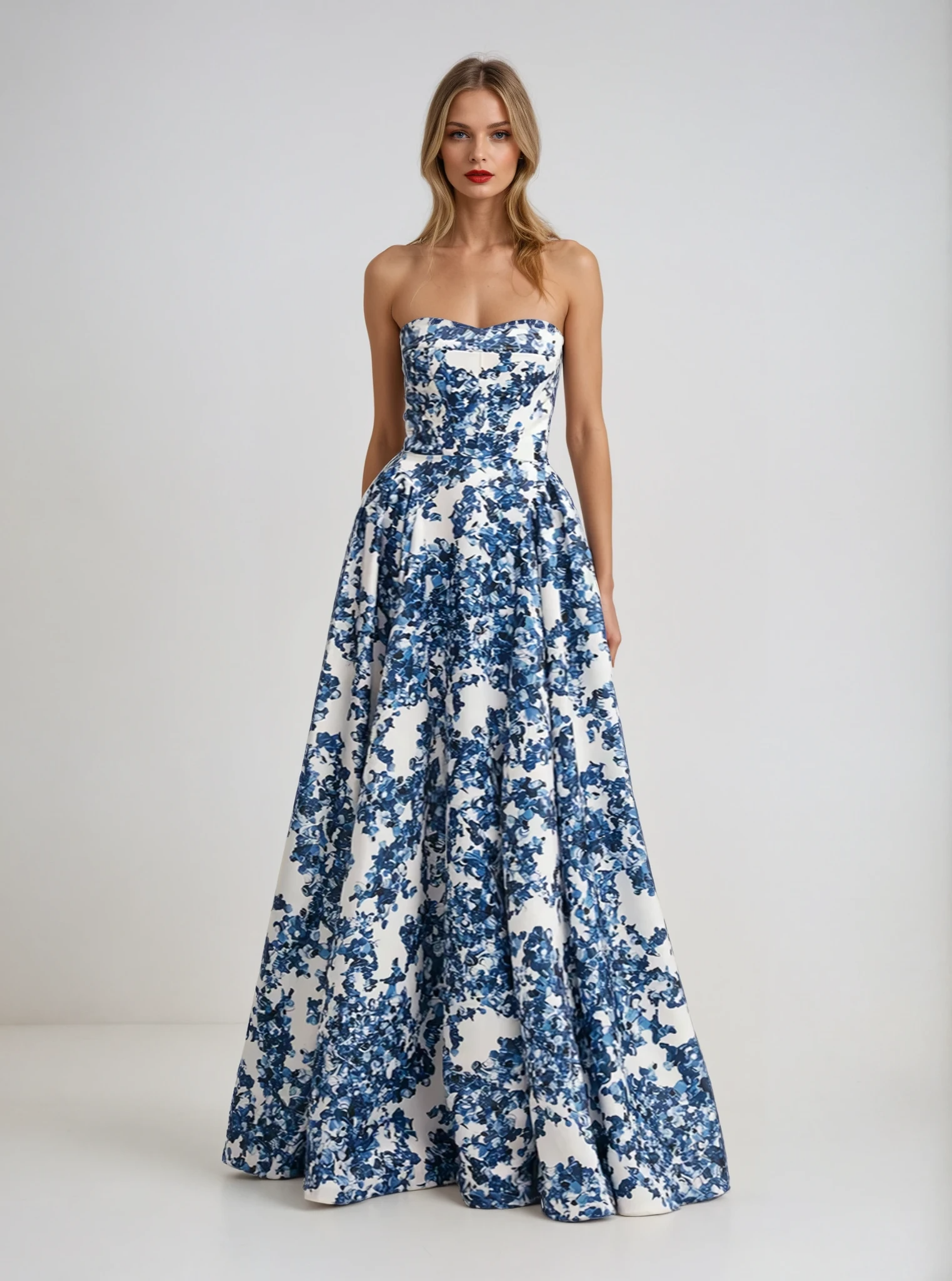 Strapless Maxi Dress with Straight Neckline