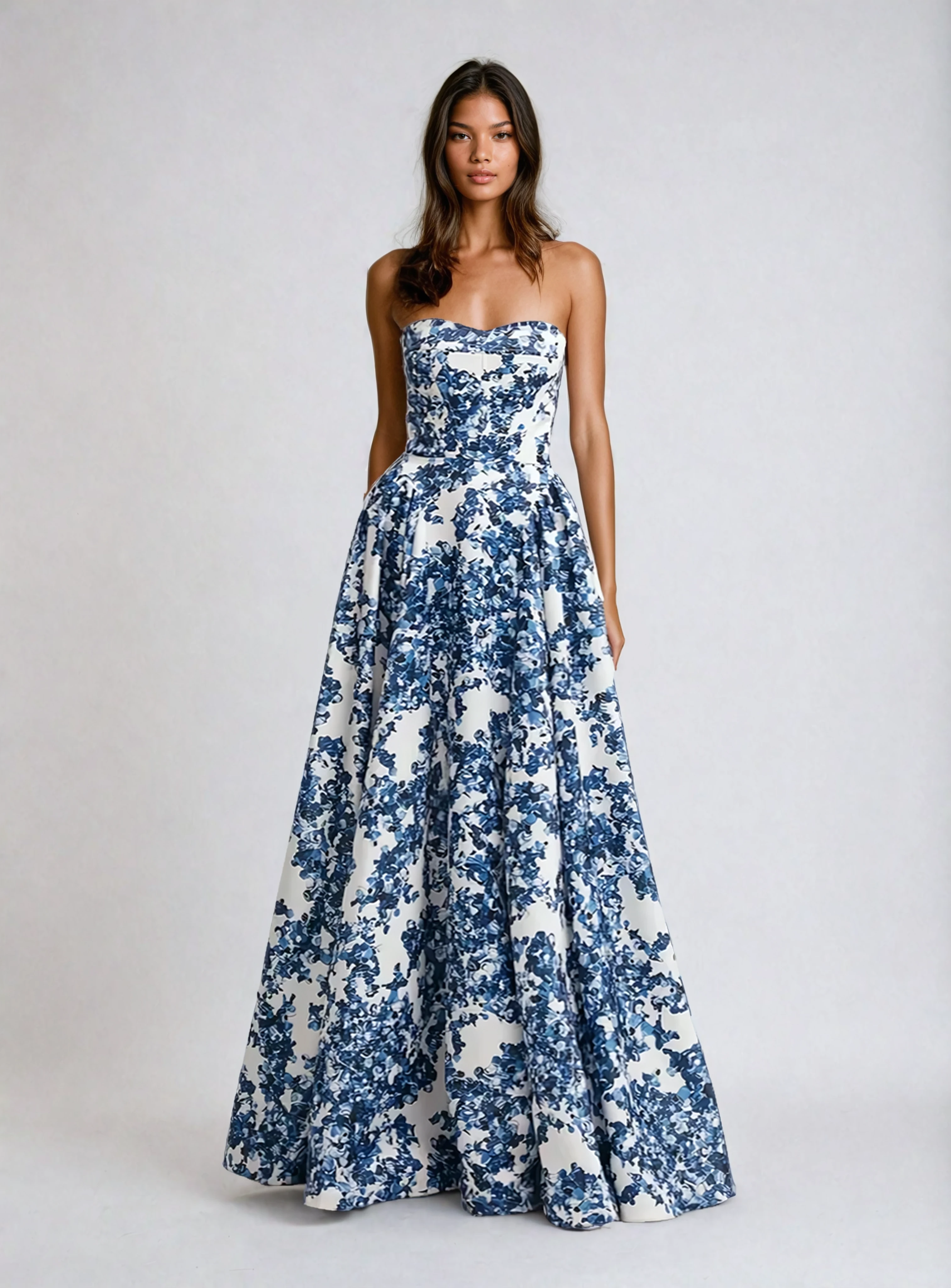 Strapless Maxi Dress with Straight Neckline