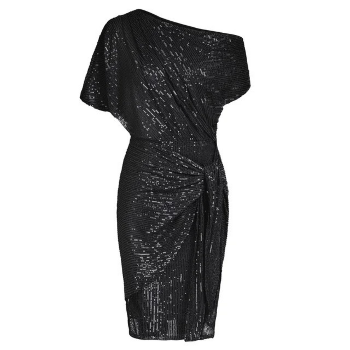 Women's Asymmetric Sequin Wrap Mini Dress | Draped Side Detail for Evening Events | Sizes S to 3XL, 7 Colors