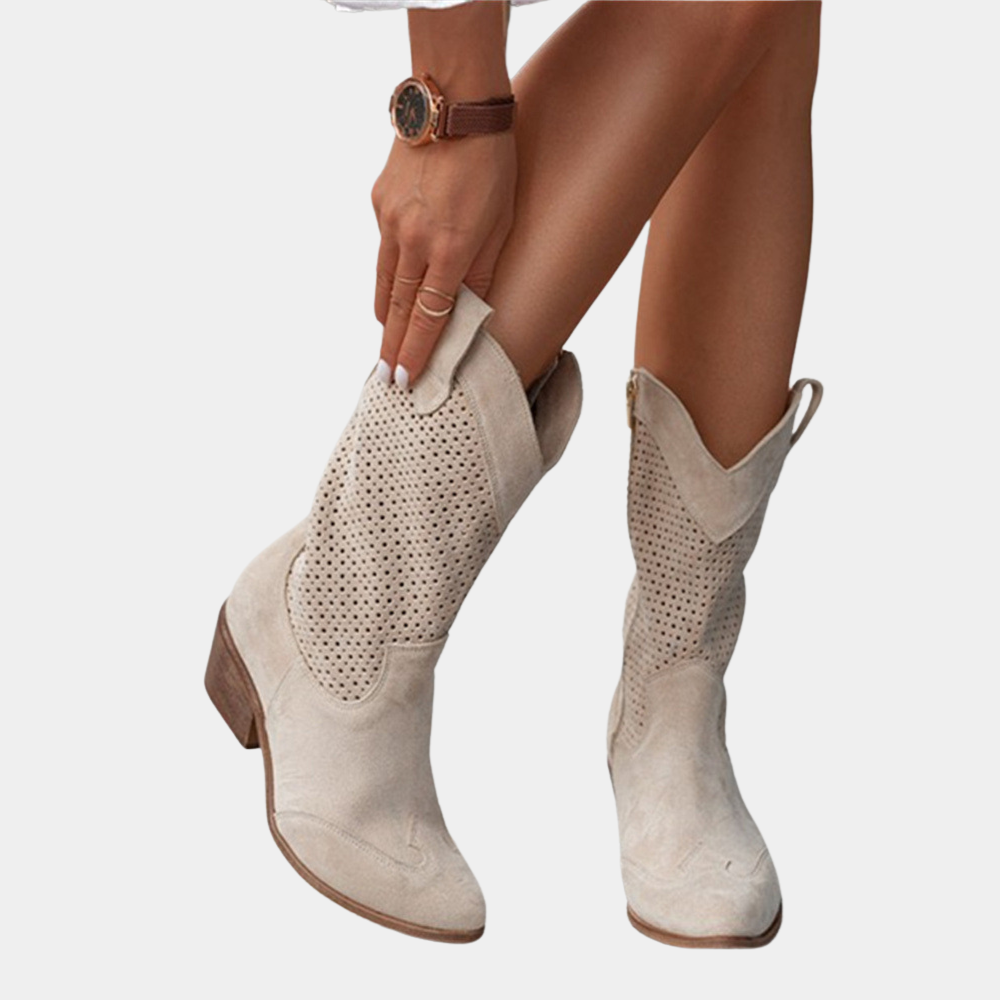 Women's Western Boots with Gel Cushioned Sole | Low Heel Cowgirl Style, Breathable Upper | Size 5.5-9.5, 4 Colors