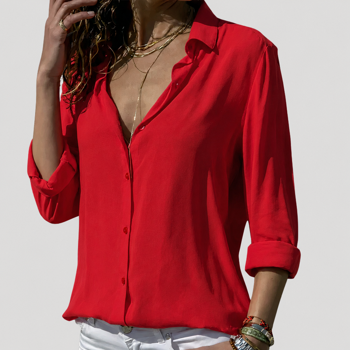 Women's Button Down Blouses with a Structured Collar | Long Sleeve and a Relaxed Everyday Cut | Size S-3XL, 7 Colors