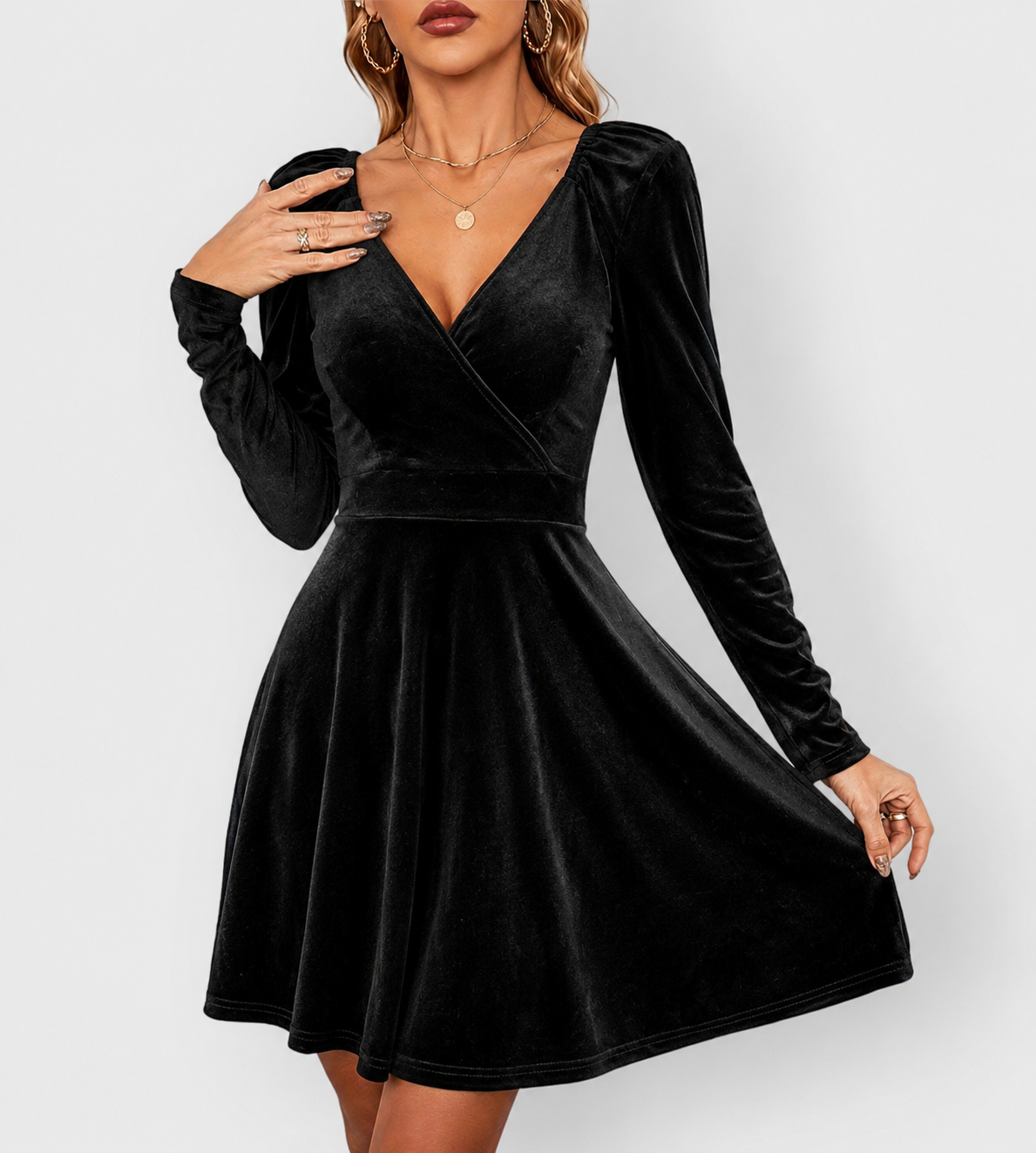 Women's Velvet Skater Dress | Fitted Bodice, Flared Skirt, Lined Stretch Velvet | Sizes S-2XL | Red, Green, Black