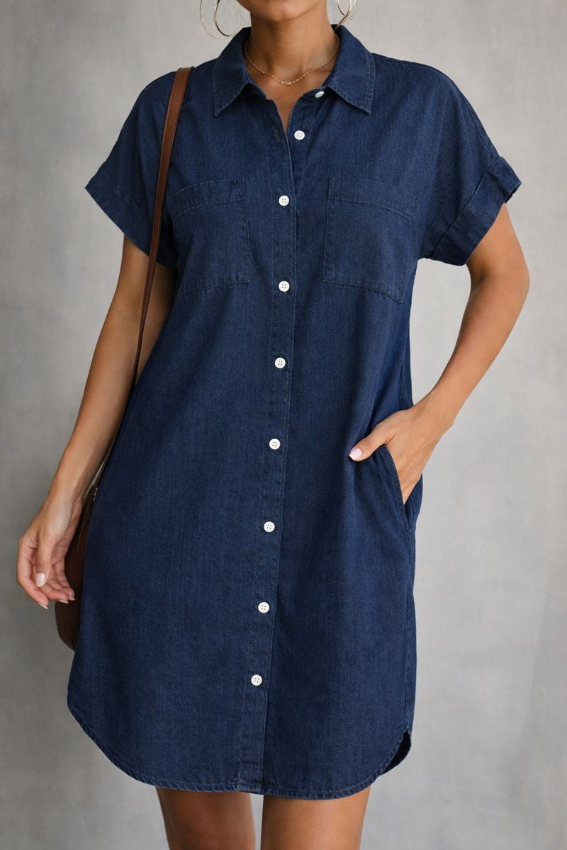 Women's Denim Dress | Casual Midi with Structured Tailoring | Sizes S to 5XL | Blue, Gray and Navy Blue Washes