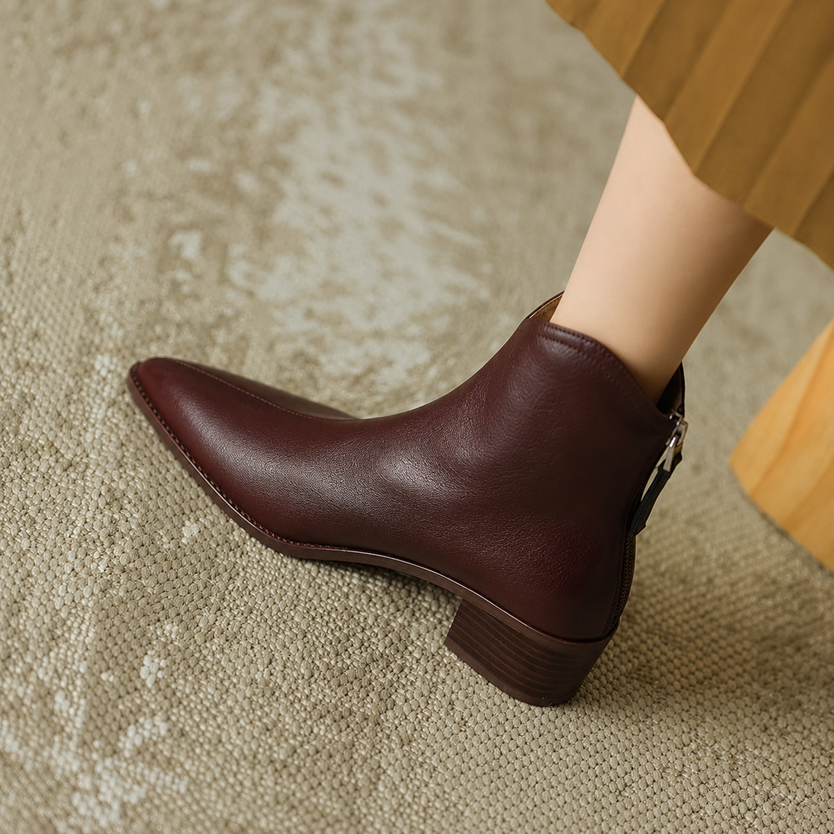 Women's Ankle Boots with a Block Heel | Pointed Toe and Cushioned Sole for Office and Evening | Size 5.5-8, 3 Colors