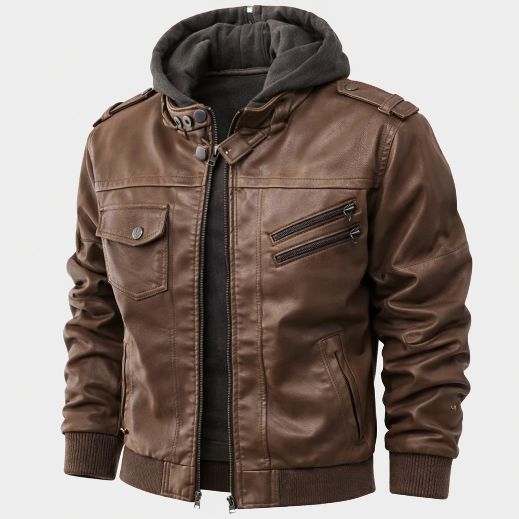 Women's Hooded Jacket, Detachable Hood | Water-Repellent Finish, Ribbed Cuffs, Zip Pockets | Sizes S-4XL | Brown