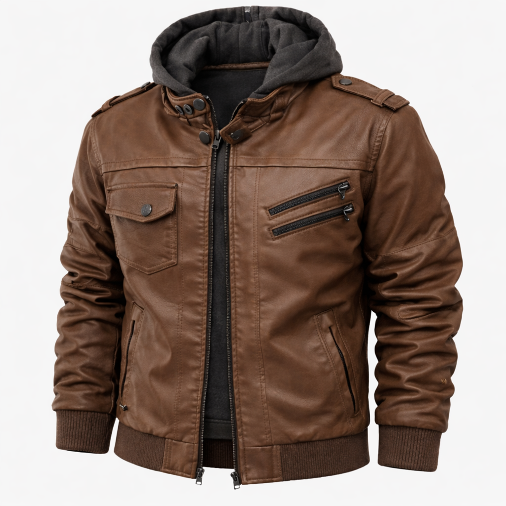 Women's Hooded Jacket, Detachable Hood | Water-Repellent Finish, Ribbed Cuffs, Zip Pockets | Sizes S-4XL | Brown