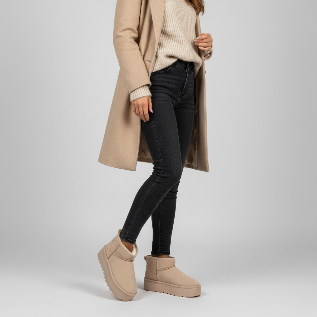 Women's Platform Boots with Wool Lining | Pull-On Ankle Shaft and Chunky Treaded Sole | Sizes 5.5-10, 4 Colors