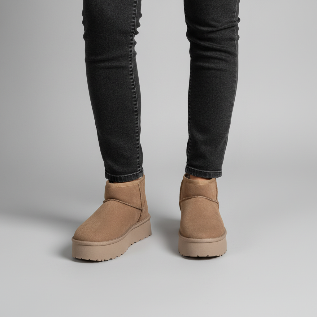 Women's Platform Boots with Wool Lining | Pull-On Ankle Shaft and Chunky Treaded Sole | Sizes 5.5-10, 4 Colors