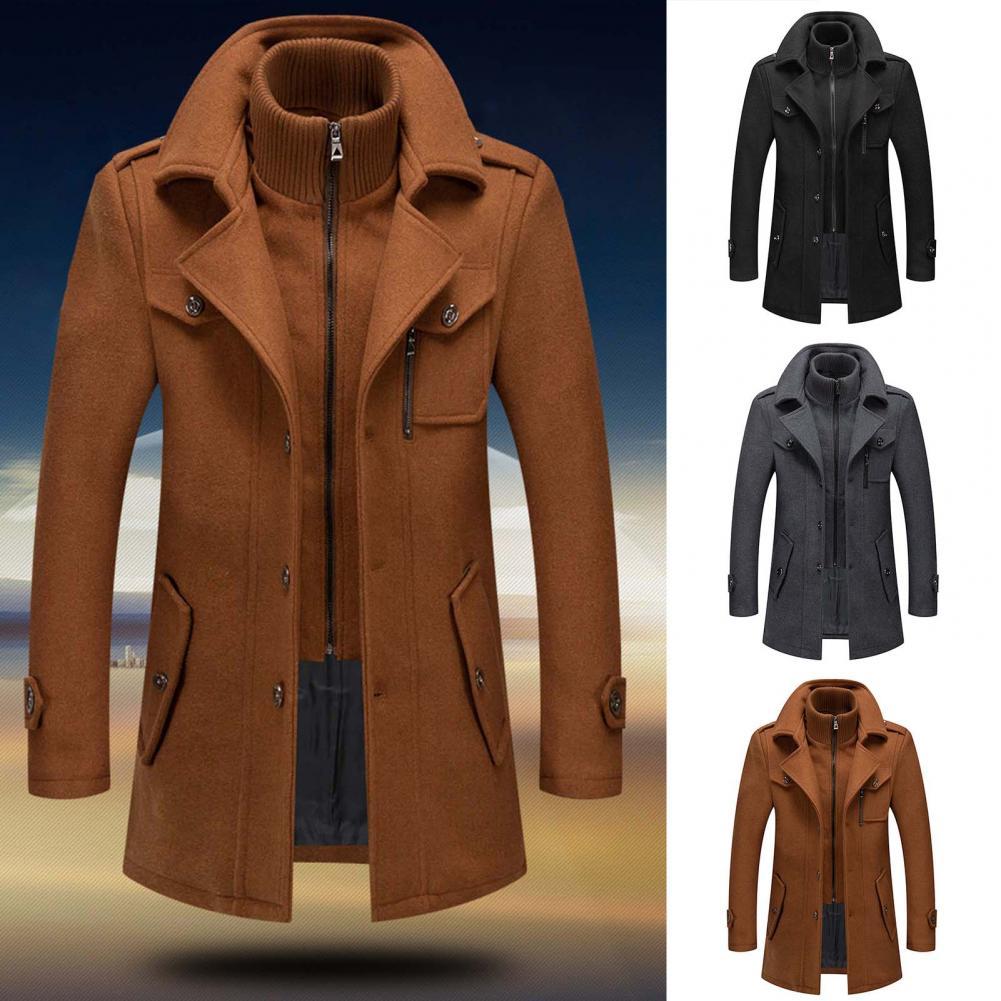 Men's Men's Coat with Zip Closure and Pockets | For Winter | Size M-5XL | Black, Brown, Grey
