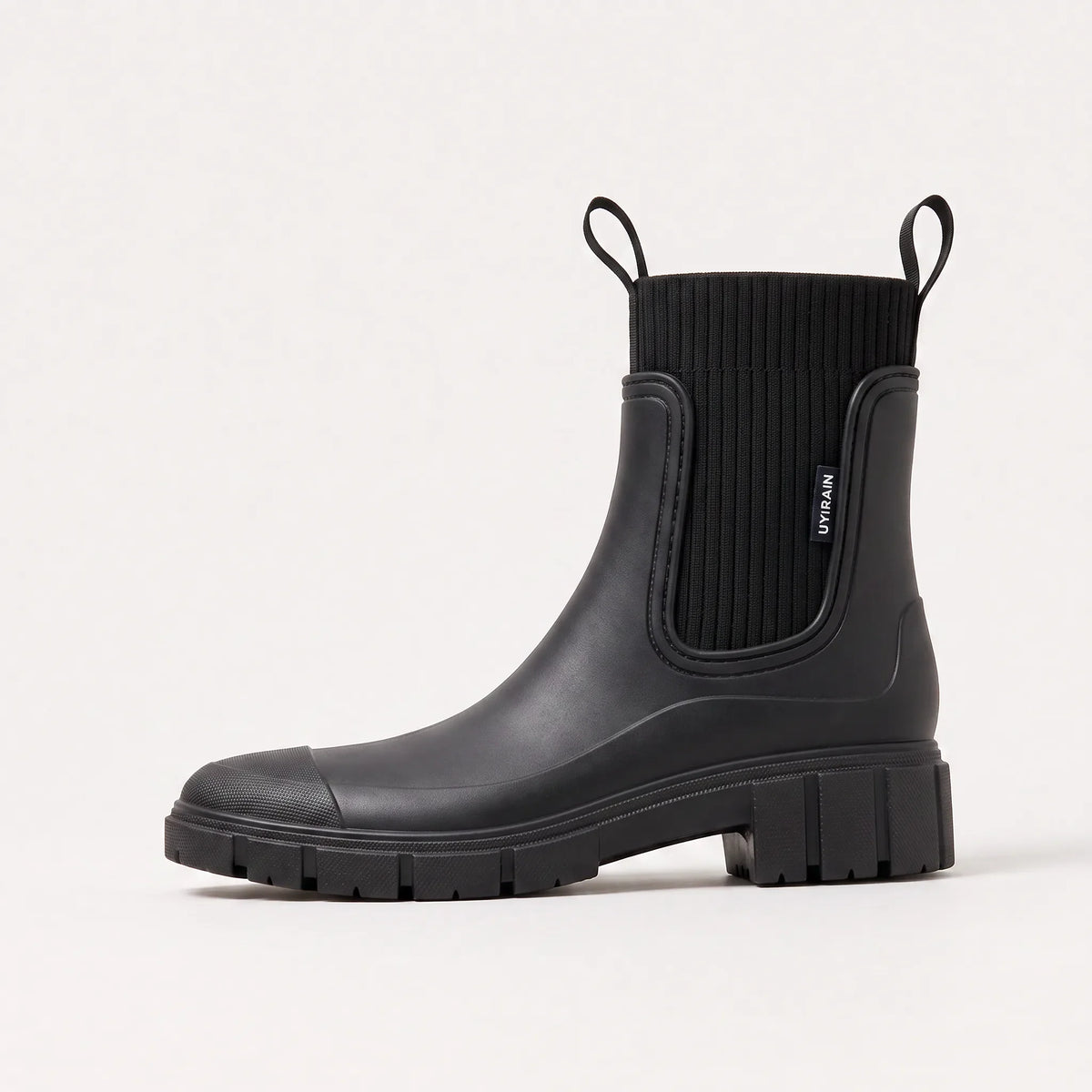 Women's Waterproof Boots with Ribbed Elastic Side Panels | Front and Back Pull Tabs, Chunky Lug Sole | Sizes 5.5-9.5, 5 Colors