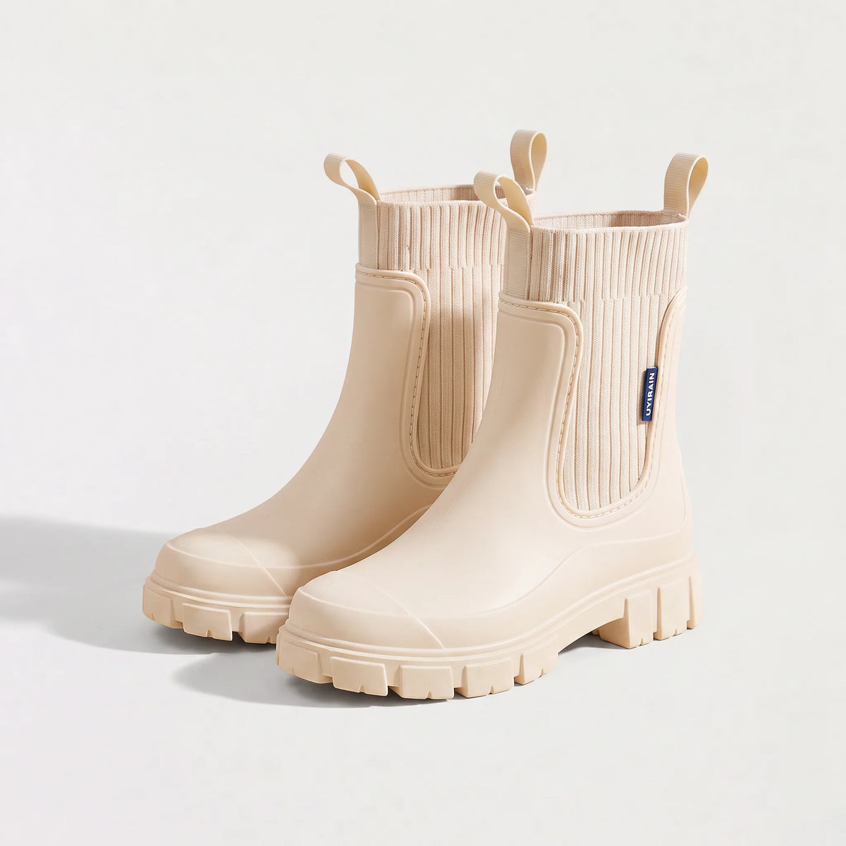 Women's Waterproof Boots with Ribbed Elastic Side Panels | Front and Back Pull Tabs, Chunky Lug Sole | Sizes 5.5-9.5, 5 Colors